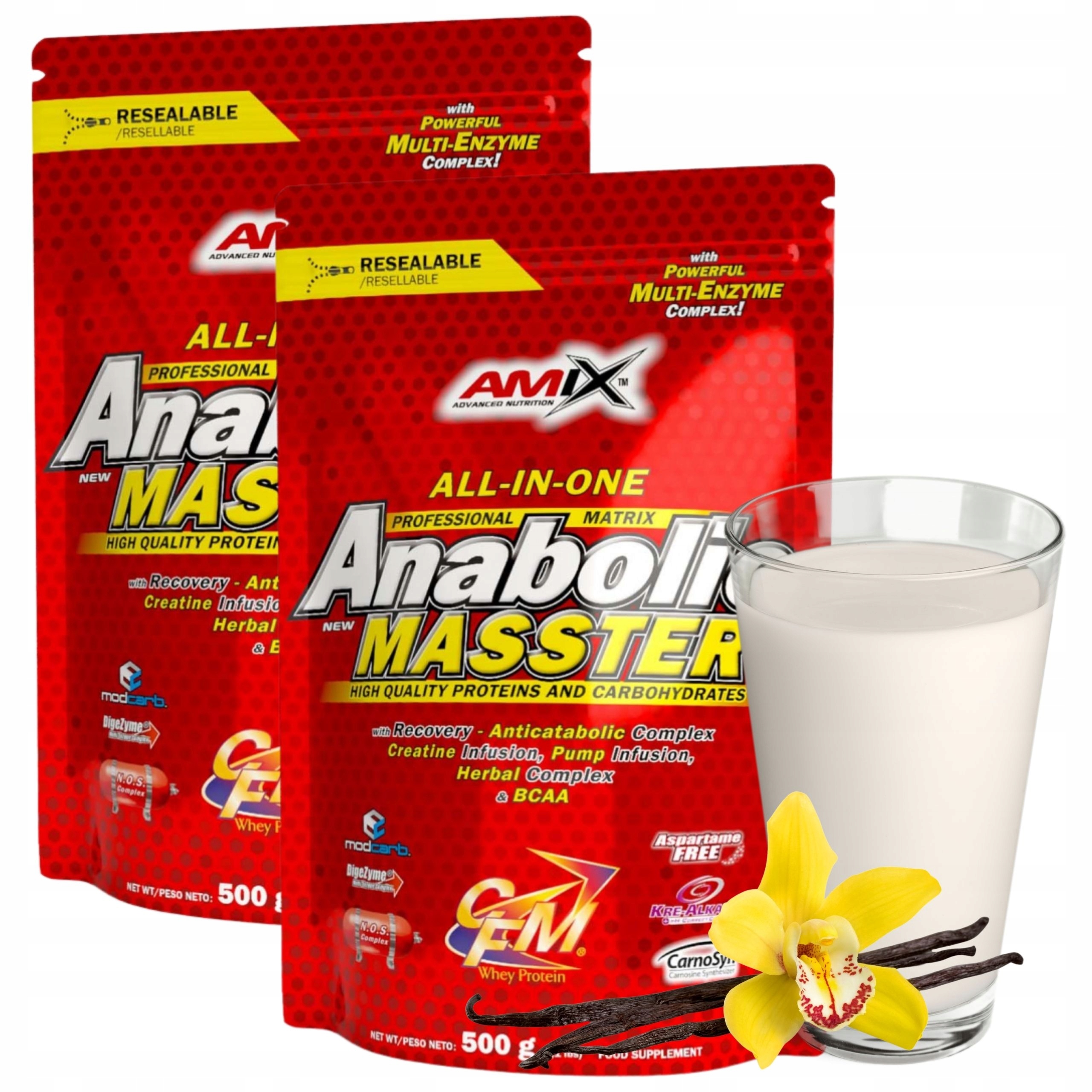 Bulk Mass Gainer Amix Anabolic Masster Proteinový Mix Kreatin Carbs Vanilka