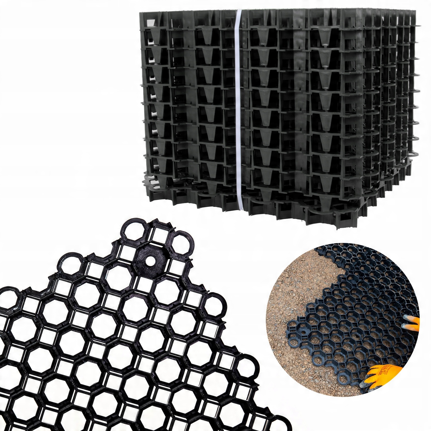 

10x Kratka Parkingowa Trawnikowa 50x50 czarna