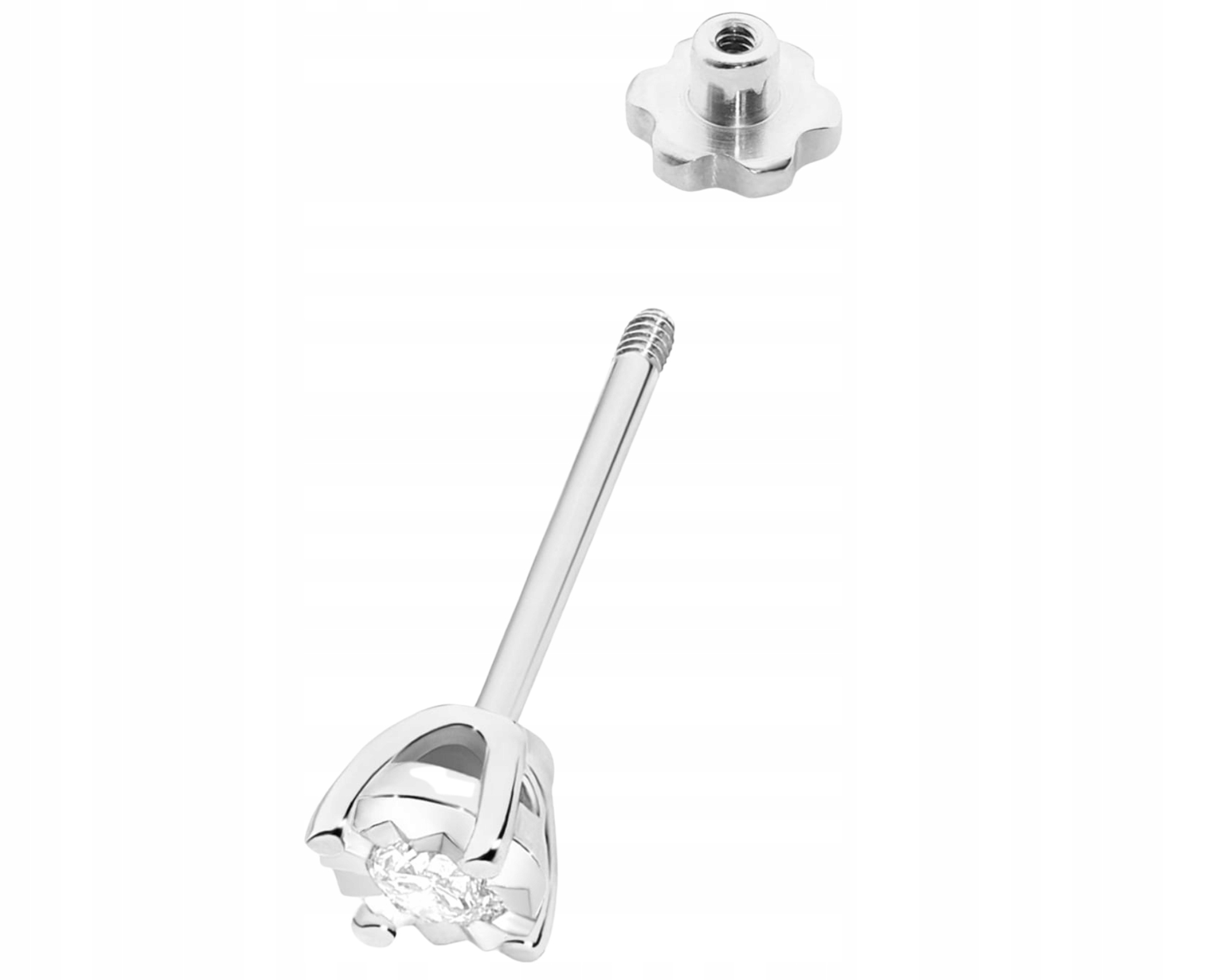 Bílé Zlato Náušnice S Diamantem Na Šroubovací Tyči Zlato 585 Dárek