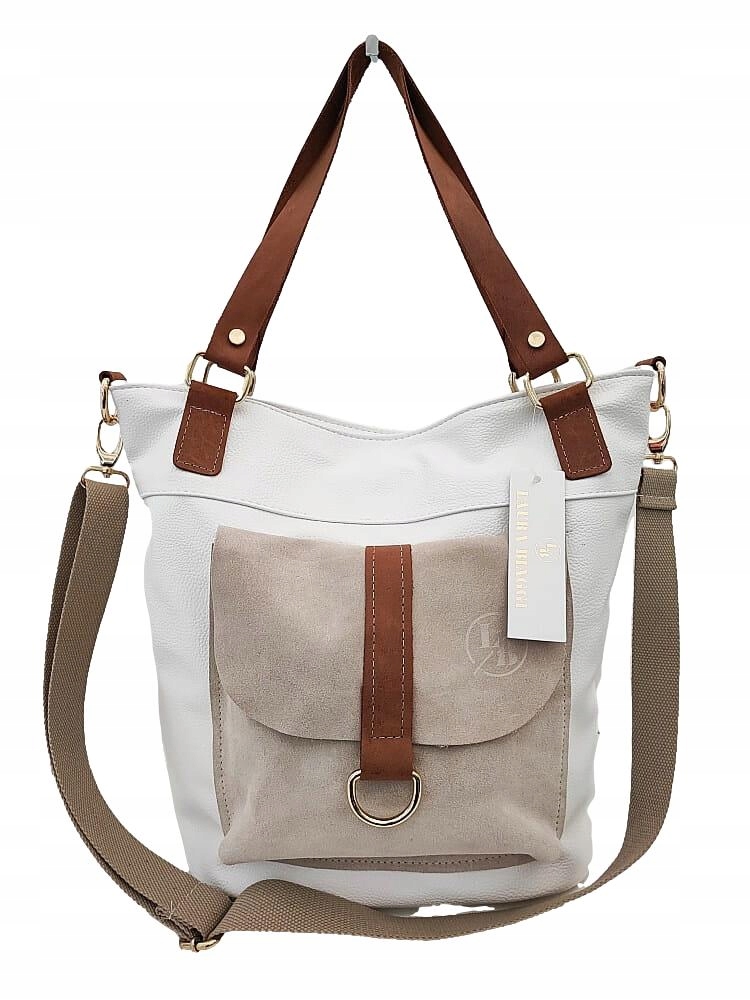 Laura Biaggi kabelka shopper bílá s kapsou
