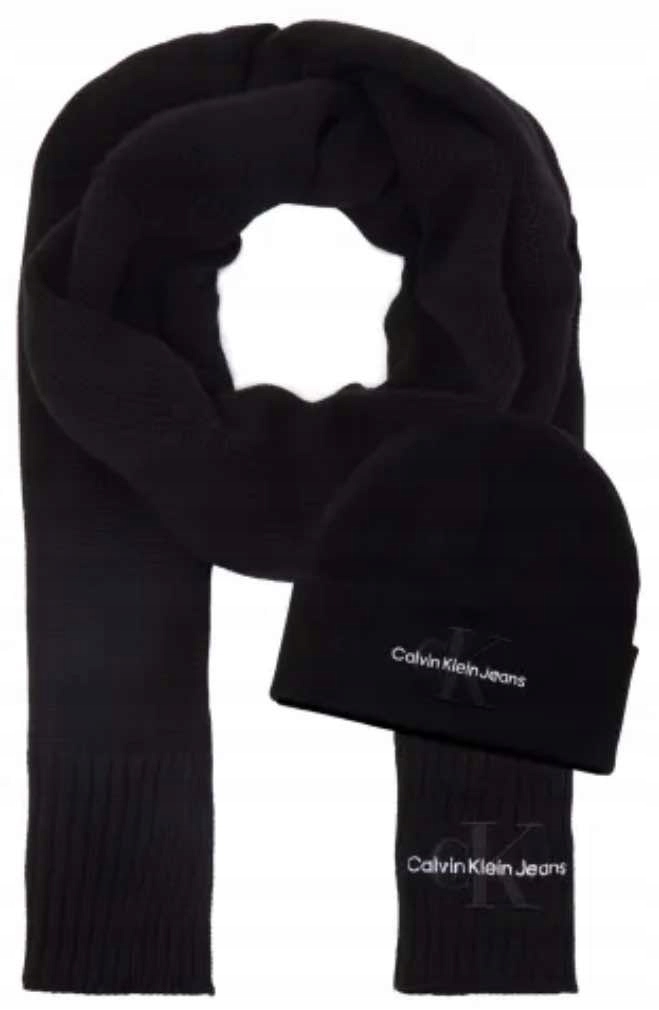 Calvin Klein Čepice Šála Zimní Sada Dárková Krabička Teplá Černá Univerzální