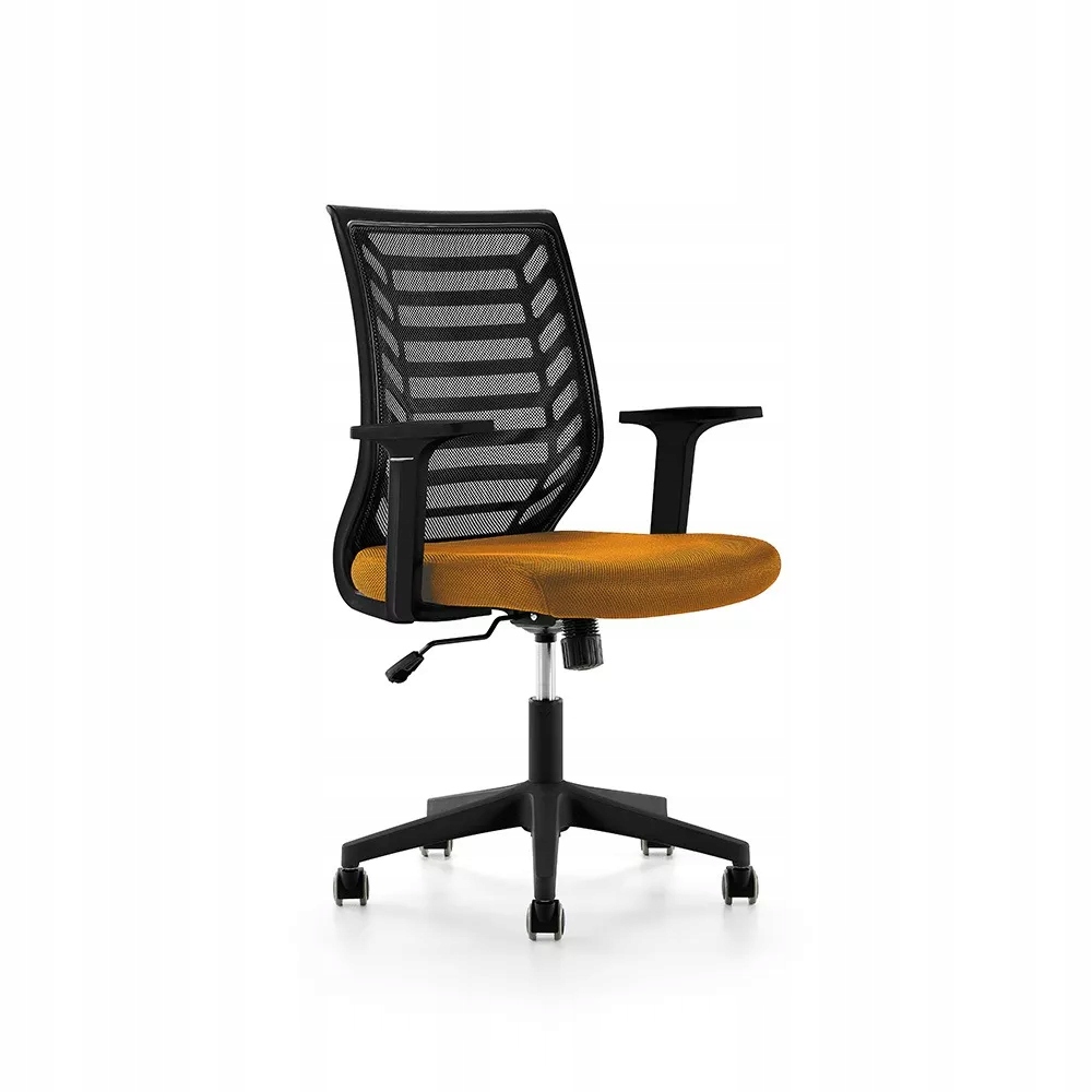 Kancelárska stolička Rocada 907-5, oranžový látkový sedák, čierne sieťované…