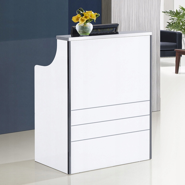 RECEPCJA KOSMETYCZNA LADA DO SALONU CLASSIC BIAŁA LAKIEROWANA POWYSTAWOWA Wysokość mebla 105 cm