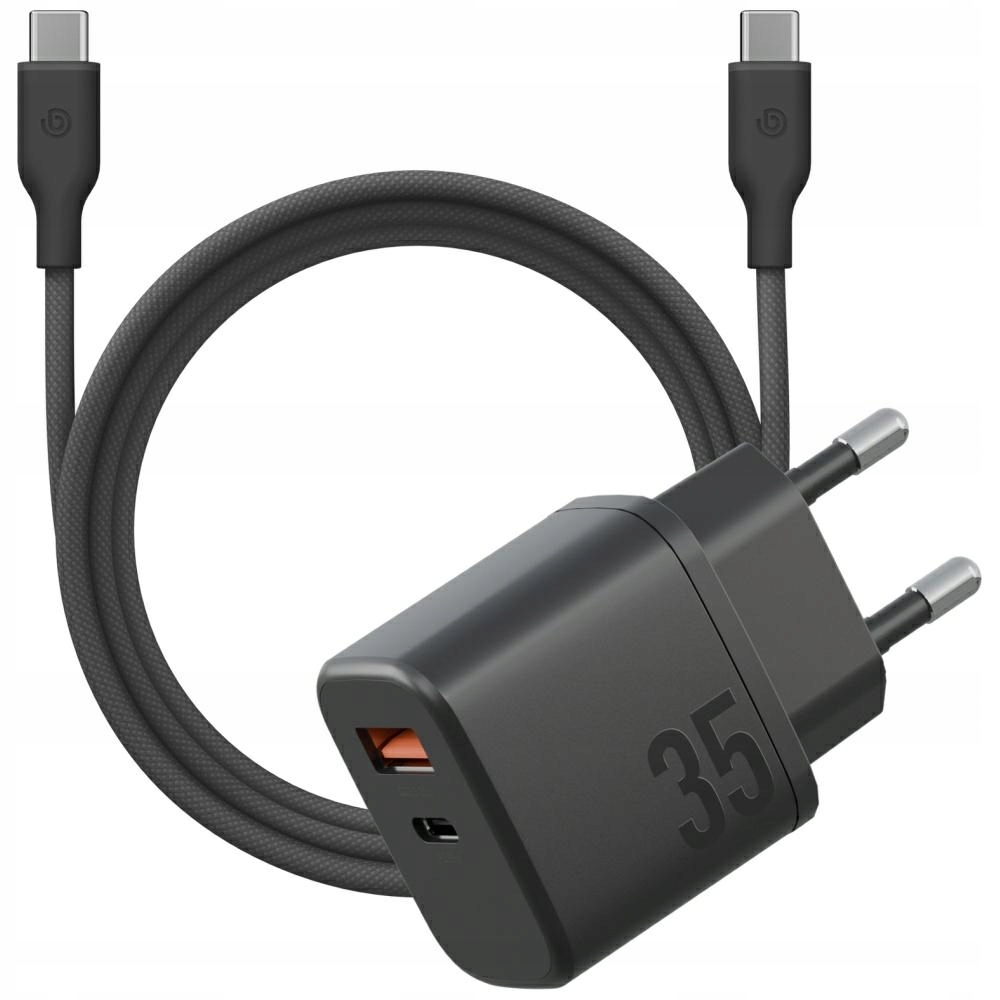 Síťová nabíječka Bazic Goport Velox Kit 1xUSB-C 1xUSB-A GaN 35W s kabelem