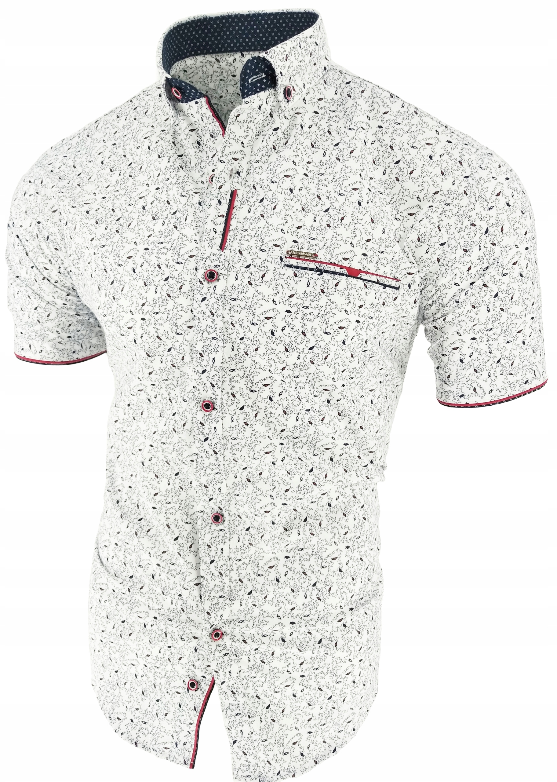 BIAŁA KOSZULA MĘSKA WE WZOREK SDN 669 XL