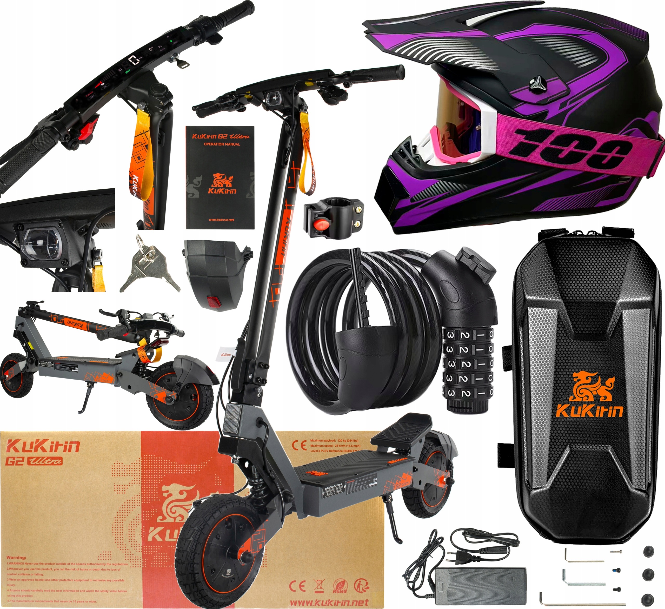 Elektrická vozidla KuKirin G2 Ultra 1600W 48V 18Ah 50KM/H 55KM 3 dárky