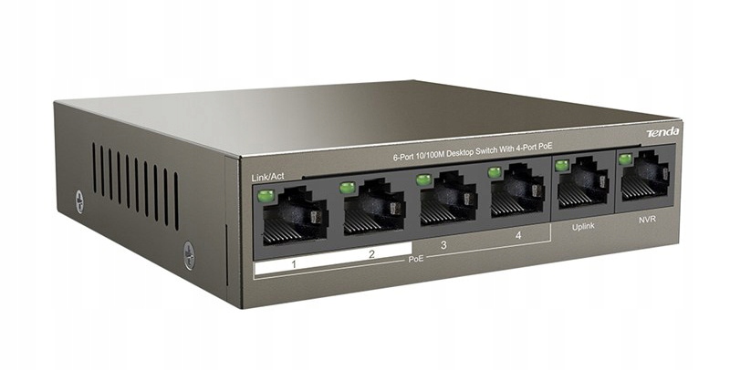 Tenda switch 6x fast Ethernet, 4x PoE (802.3af/at)