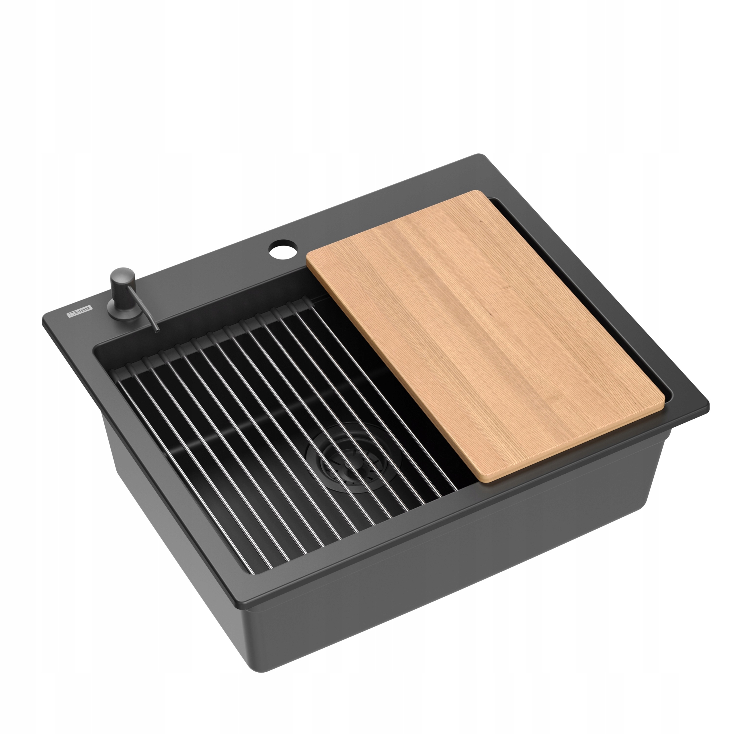 Quadron Kurt 110 1-komorový drez 59,5x50x21,5 Pure Carbon Set