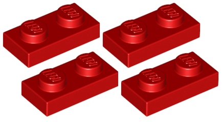 

Lego Płytka 1x2 Czerwona/Red (3023/302321) 4szt.