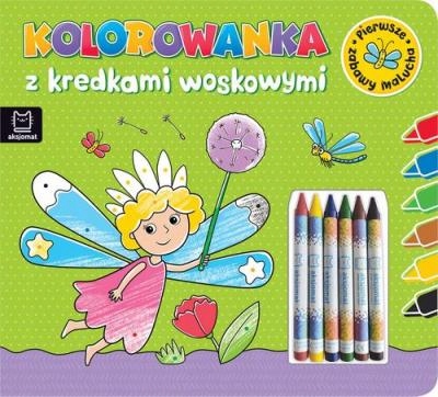 Kolorowanki. Wersja zielona z kredkami woskowymi