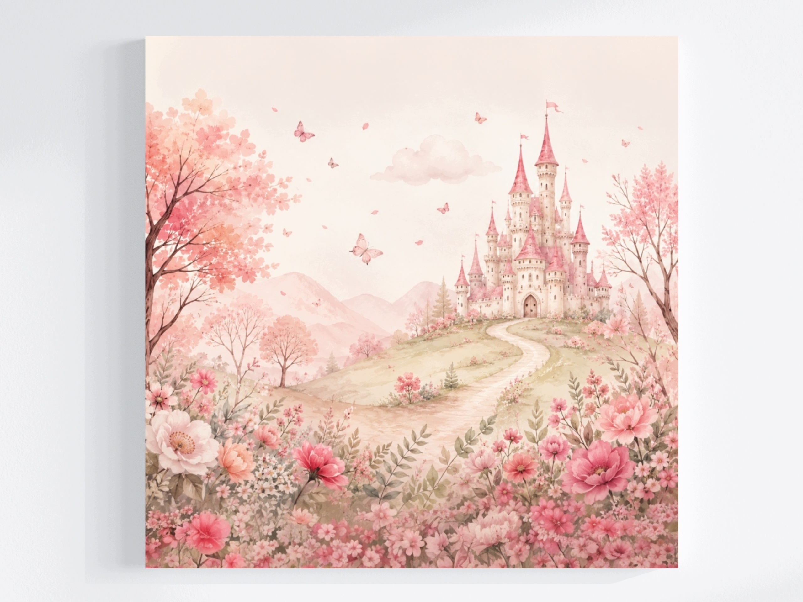 Obraz Na Plátně Canvas Pohádka Kopec Zámek Palác Květiny Motýli 50x50