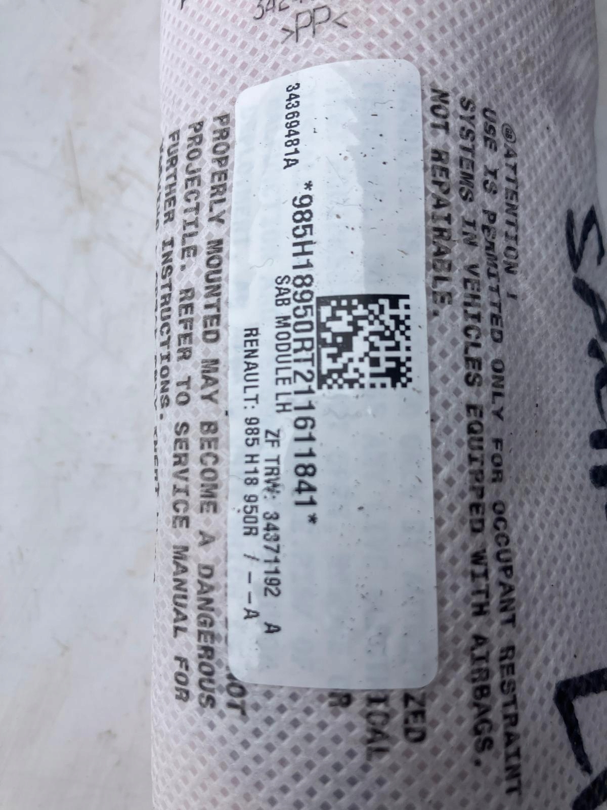 seat airbag left DACIA SPRING 985H18950R