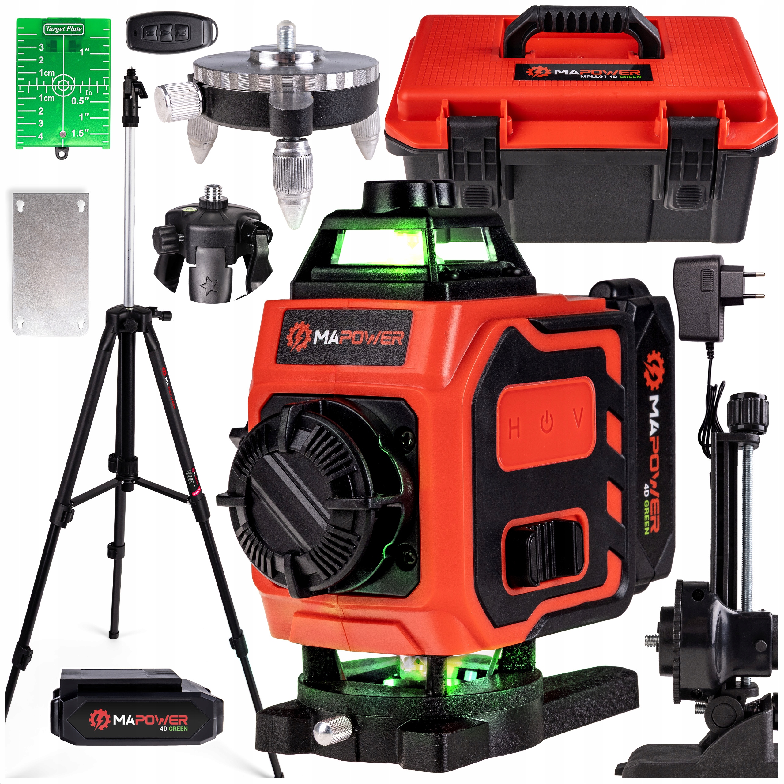 Laserový Křížový Nivelátor 4D Plošný Zelený Stativ 120CM