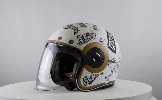 Otvorená Motocyklová Prilba Smk Retro Jet MA124 Black Yellow Matt White XL