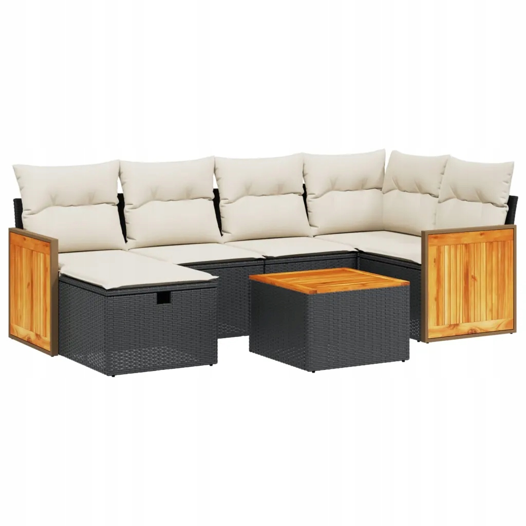 Set zahradního nábytku technorattan vidaXL černý 7 el.