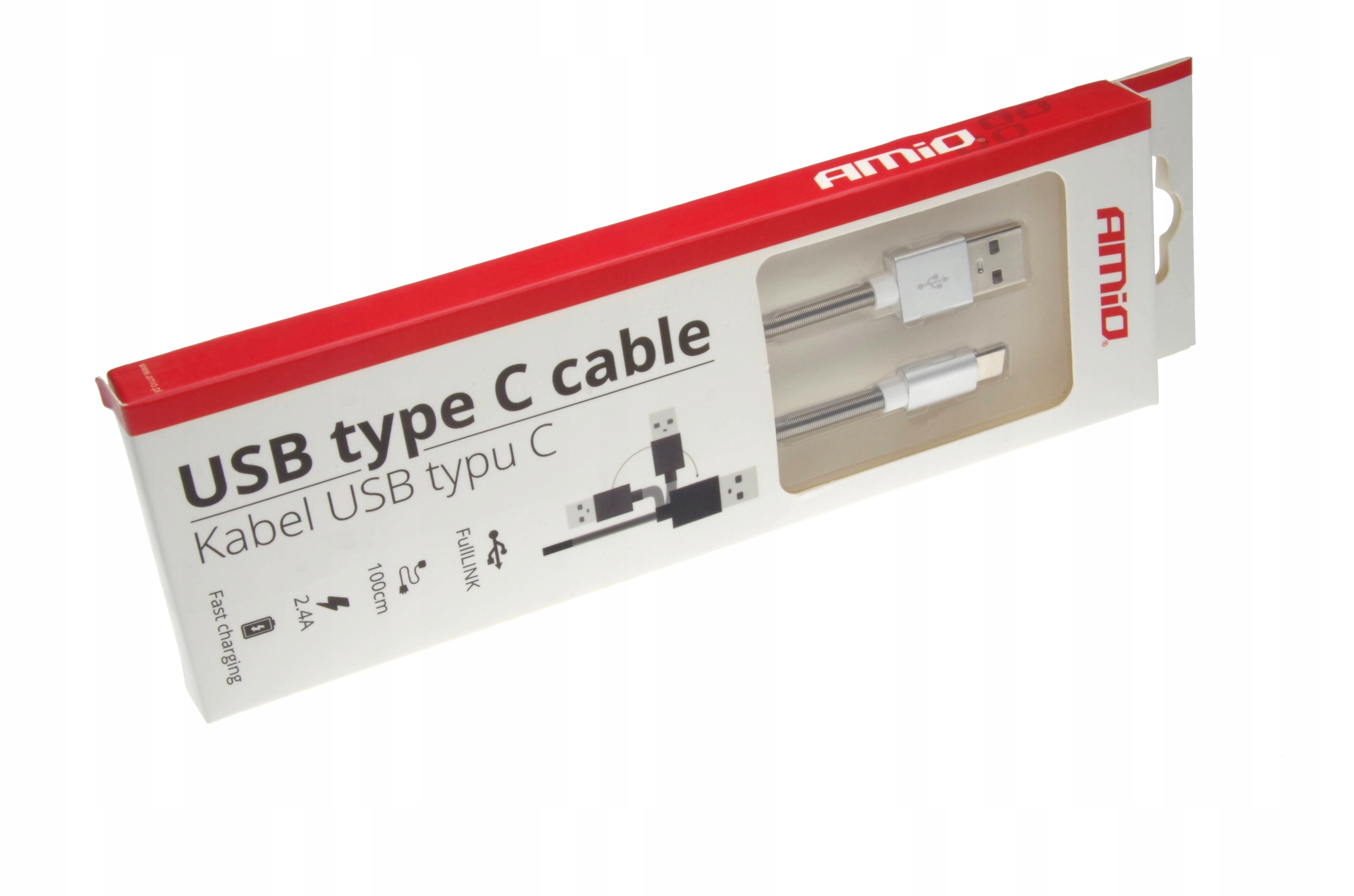 Kabel USB / USB Typ-C FullLINK 2,4A 1m Srebrny