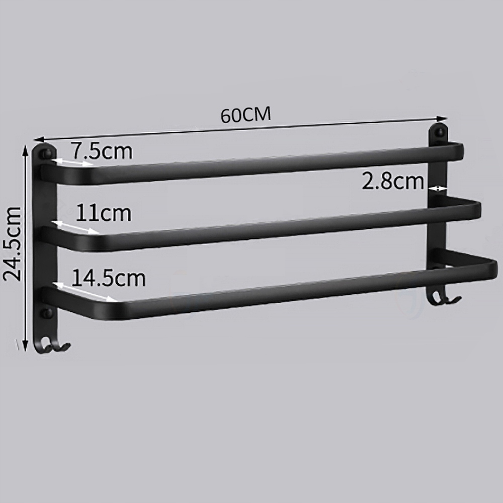 

Wieszak na ręcznik czarny do łazienki/kuchni 60 cm