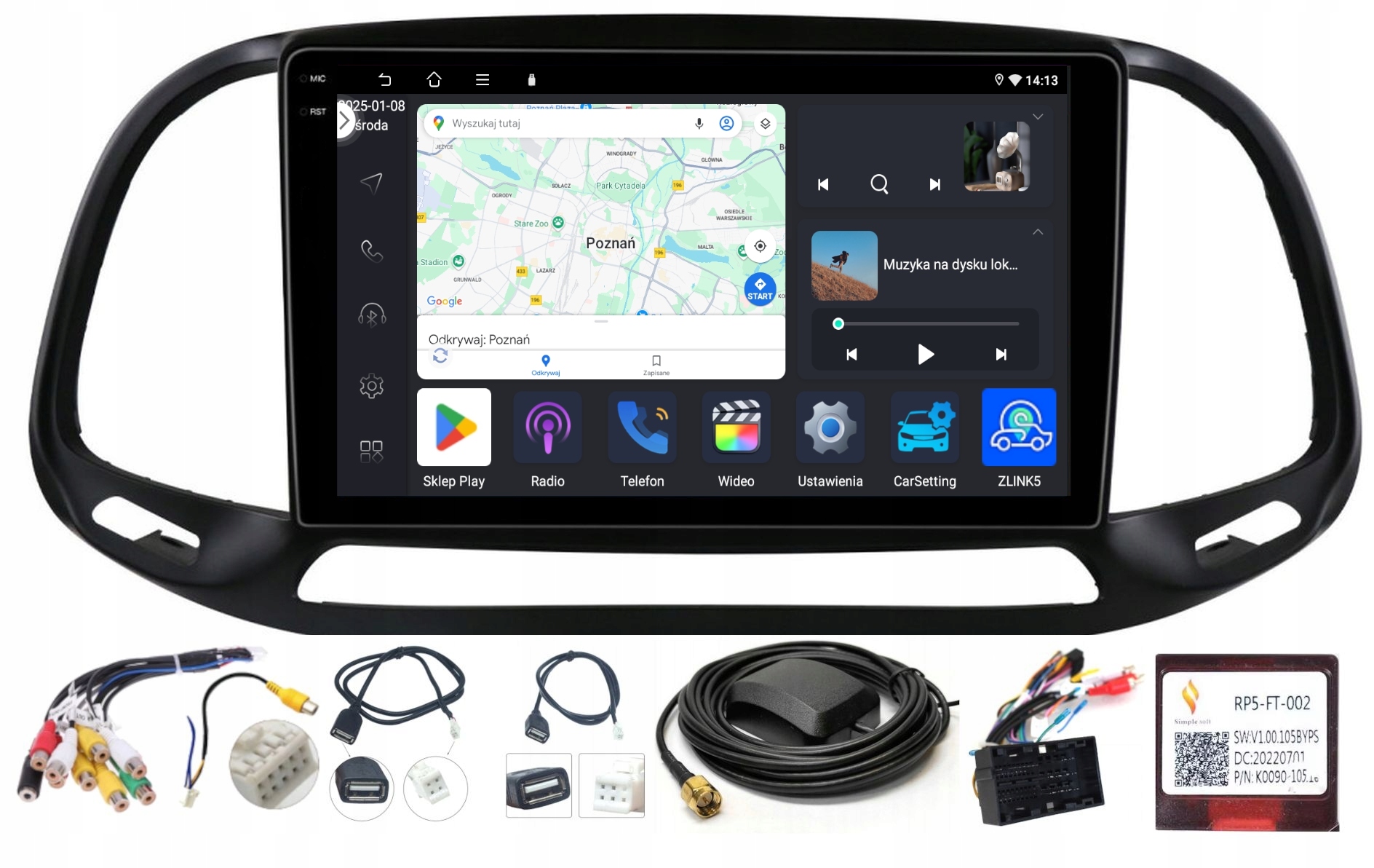 Autorádio Navigácia Fiat Doblo III 2015-2022 Android 4GB 64GB
