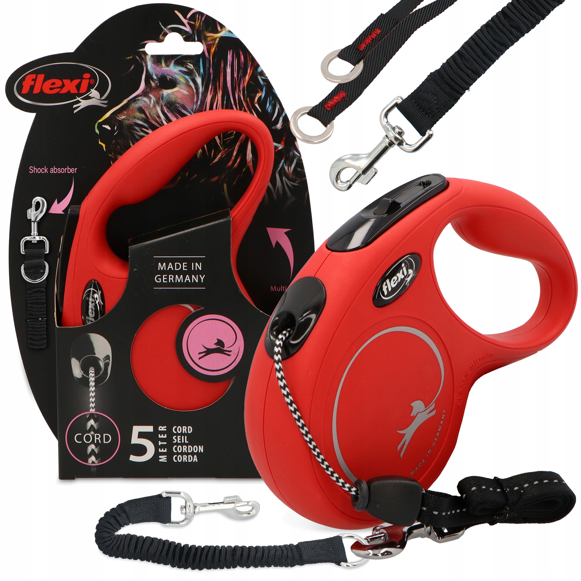 Levně Vodítko Psa 5 m Lanko Flexi 20 kg Tlumič Pro Vodítka 26 cm Délka 3O