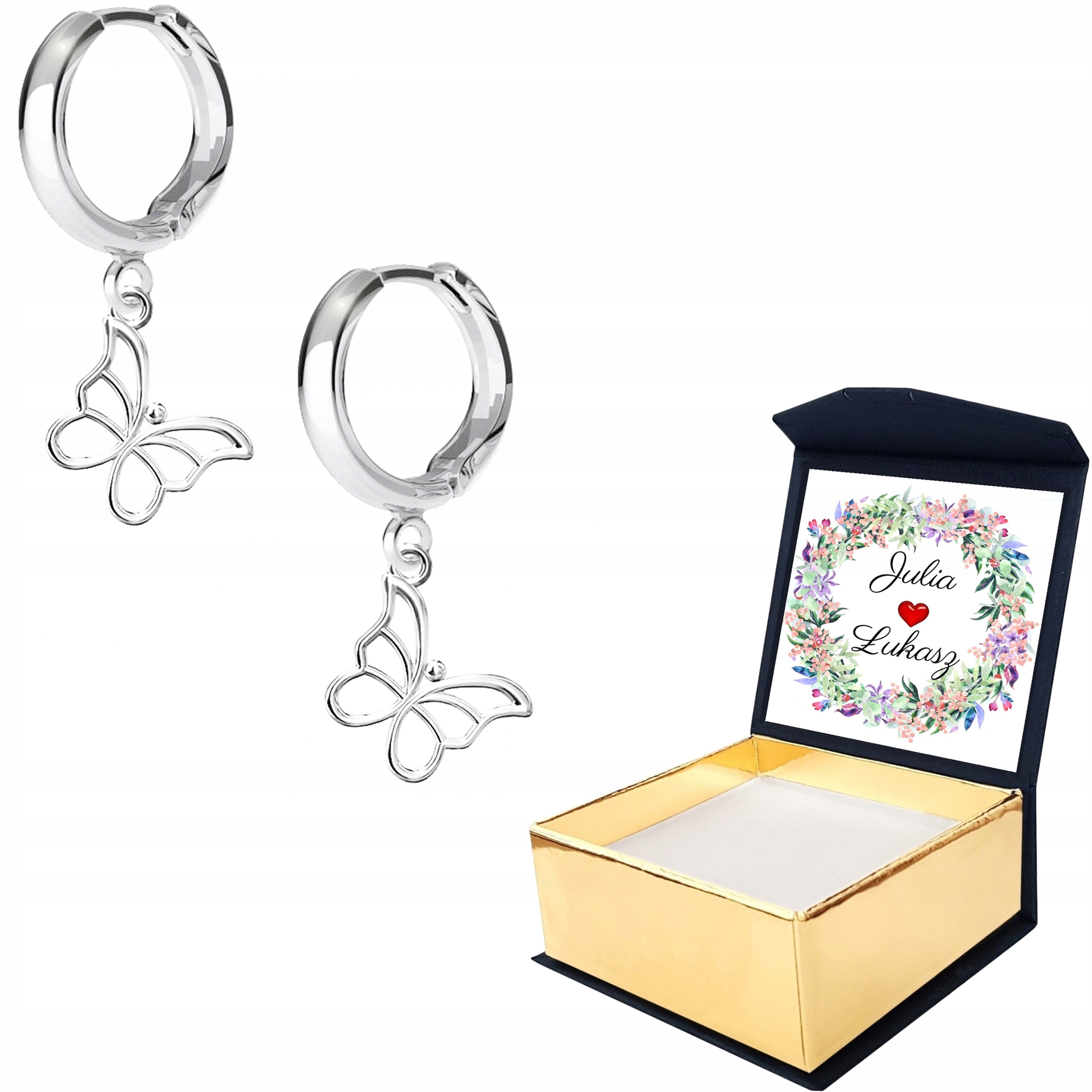 Stříbrné náušnice Motýl Motýlek 925 Vlastní Potisk