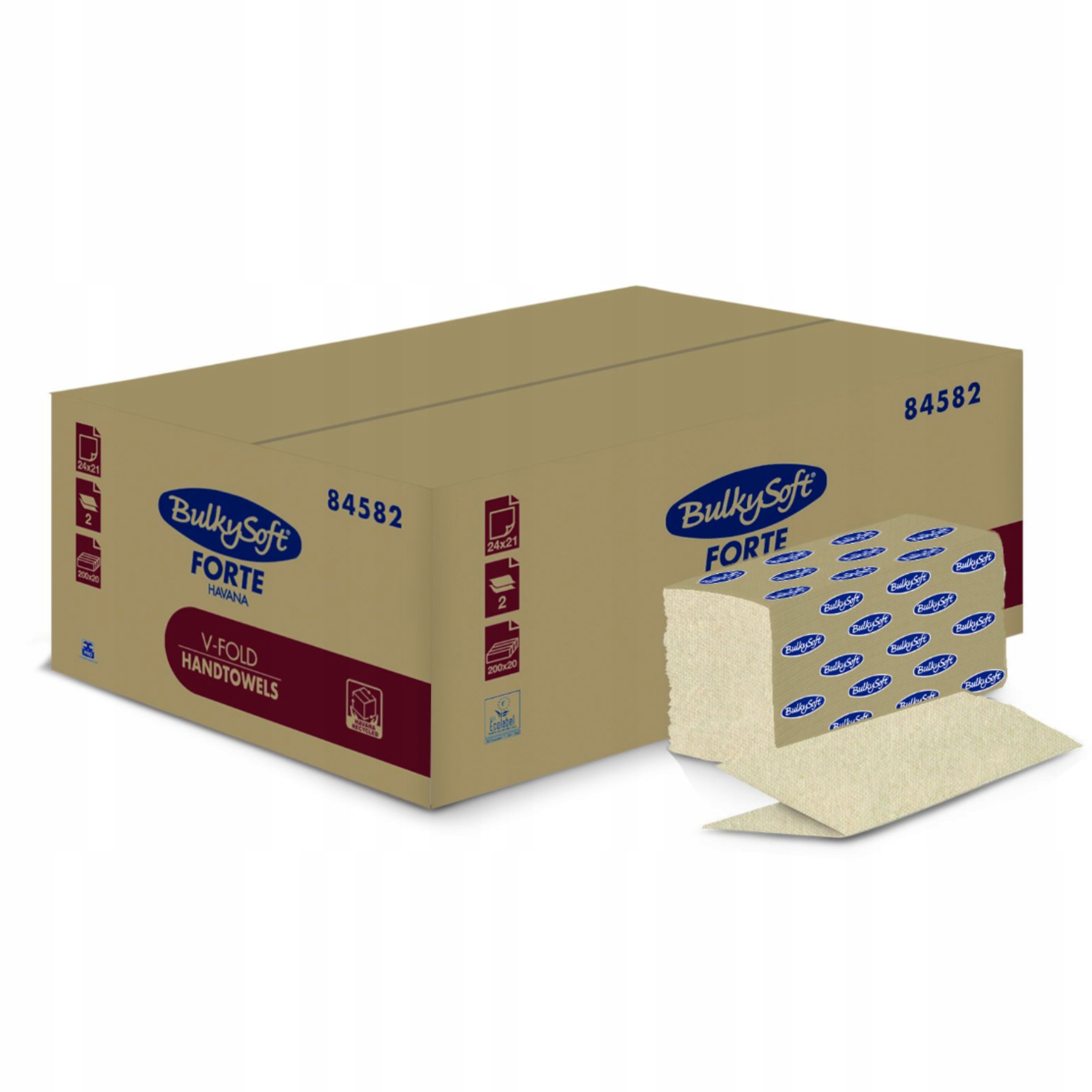 Levně 20 x Papírový Ručník Horeca Bulkysoft V-fold Zz 2W Havana Eko 24X21 CM