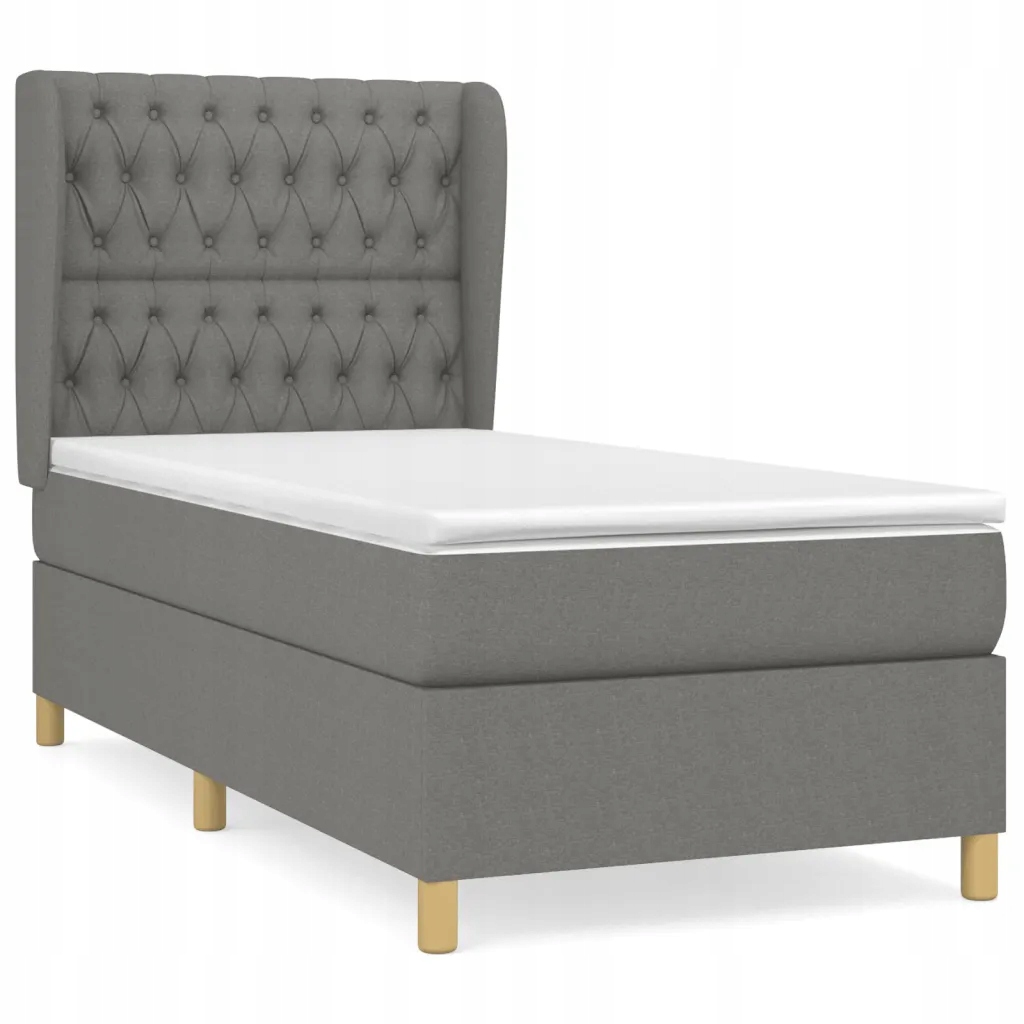 Kontinentální postel s matrací, tmavě šedá tkaná