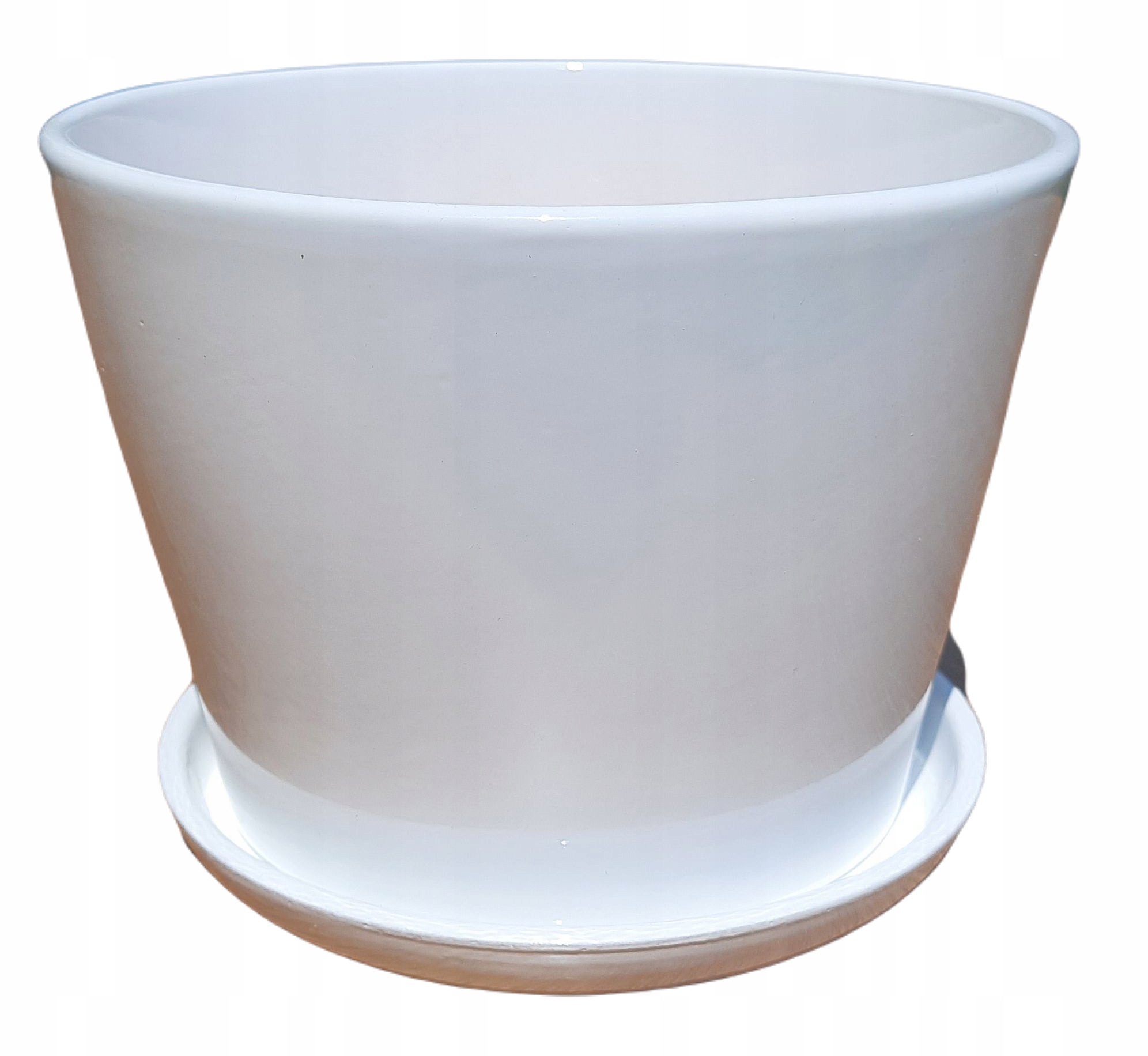 

Doniczka Osłonka Ceramiczna Z Podstawką Biała