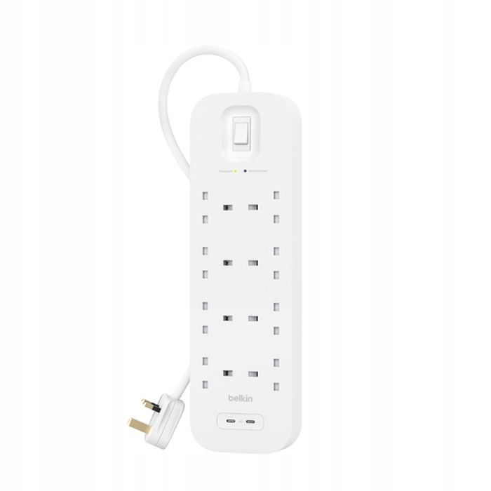 Listwa zasilająca Belkin Power Surge 8-PORT 2xUSB-C 30W 900J White