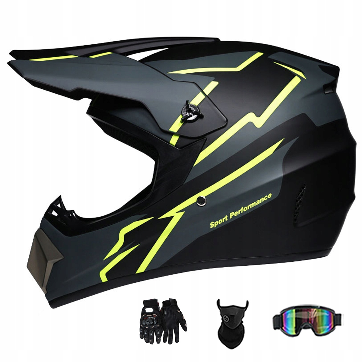 Motocyklová Přilba Crossová Lehká Enduro Quada Brýle Rukavice Maska L