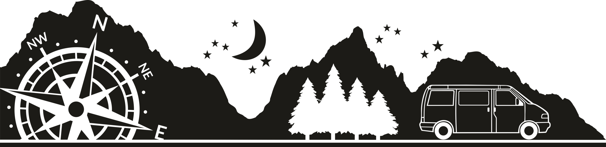 

naklejka róża wiatrów vanlife vw t4 t5 kompas góry