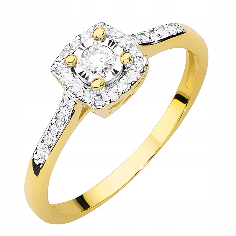 Krásný Zlatý Prstýnek pr. 585 s laboratorními diamanty 0,21 ct 14k