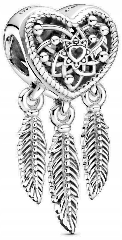 Charms łapacz snów z sercem i piórkami