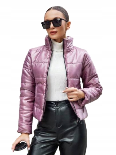 Dámská Péřová Bunda Růžová Se Zipem Basic M
