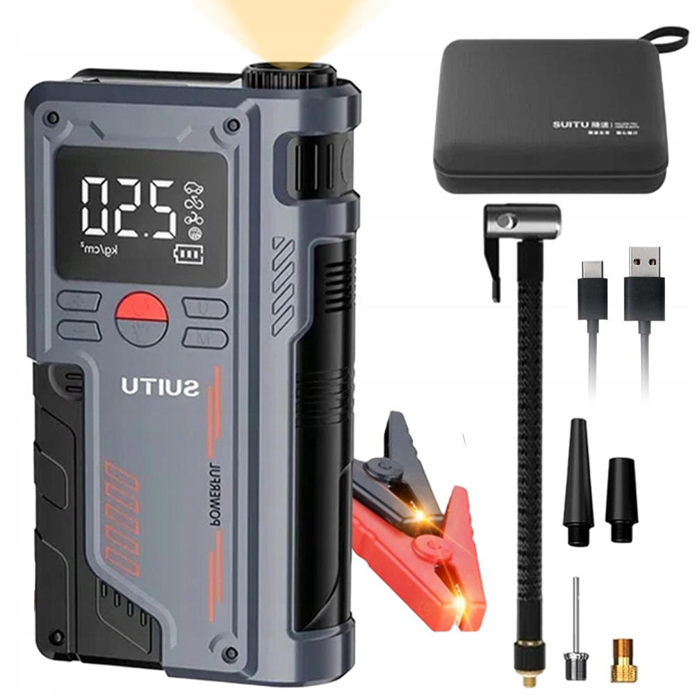 Přenosný Nouzový Startovací Zdroj 2V1 Pro Automobilovou Vzduchovou Pumpu