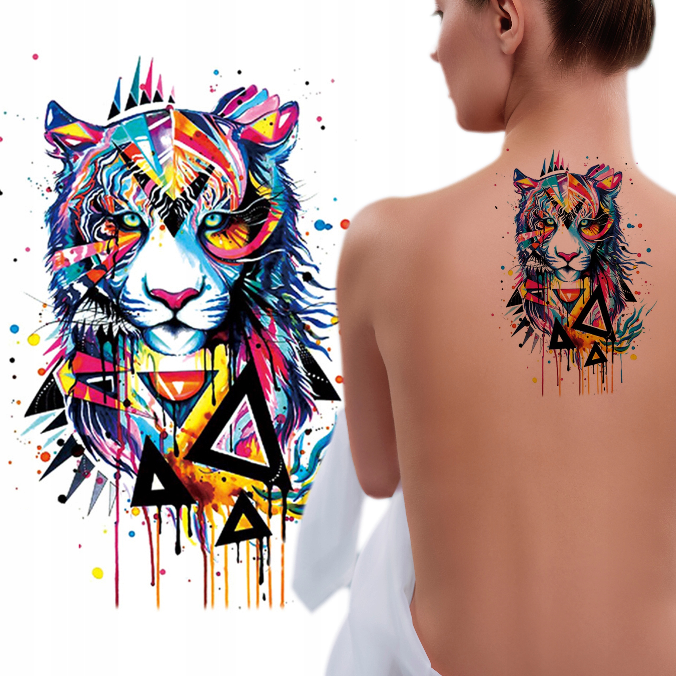 TATUAŻ ZMYWALNY TYMCZASOWY WODNY DUŻY TYGRYS