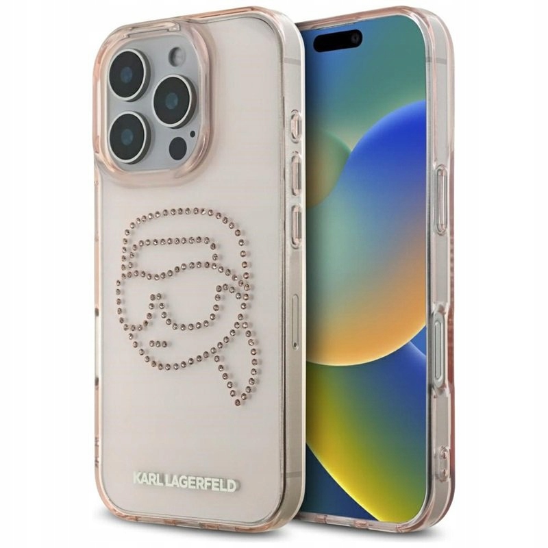 Karl Lagerfeld IML Rhinestones Karl Head Etui do iPhone 16 Pro (różowy)