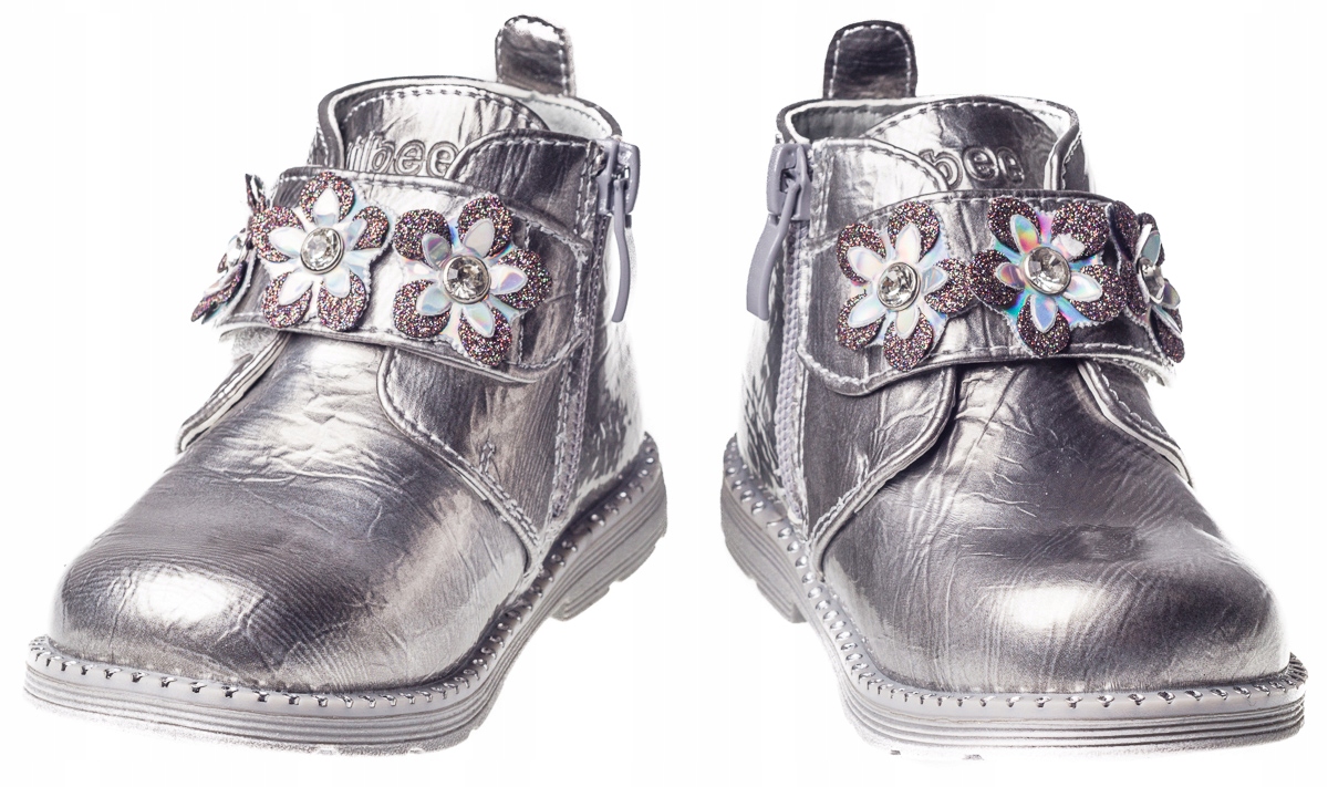CLIBEE BOTKI DZIEWCZĘCE SILVER WKŁADKA SKÓRA R 21 Rozmiar 21