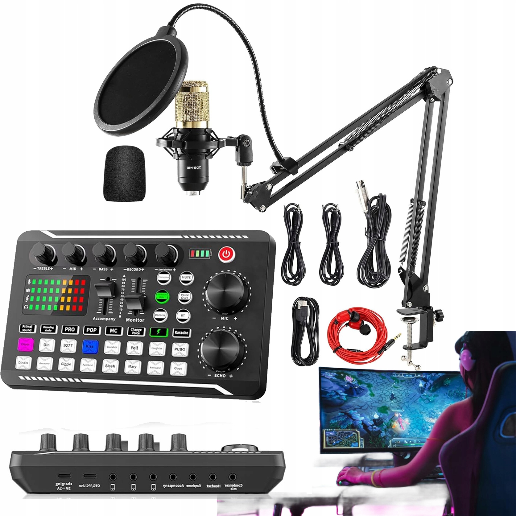 Zvuková Karta F998 Sada Pro Karaoke S Mikrofonem A Mixérem