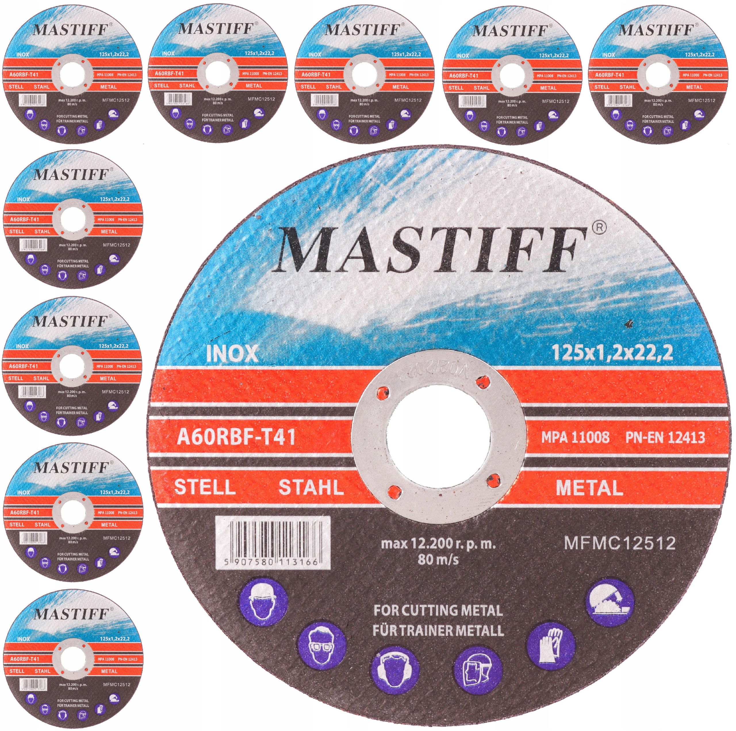 TARCZA DO CIĘCIA METALU 125x1,2 INOX TARCZE 10 SZT