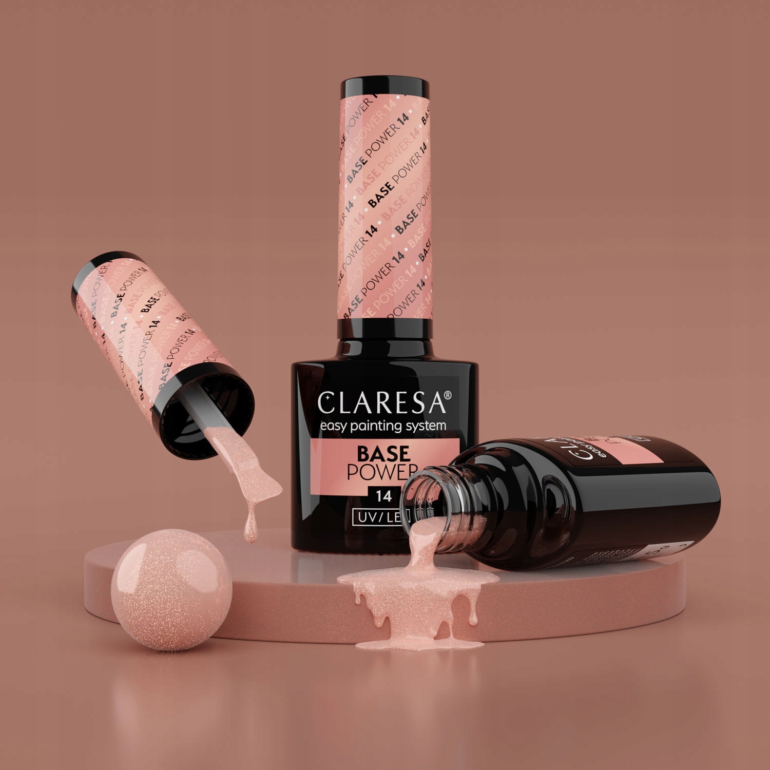 CLARESA BASE POWER 14 BEZKWASOWA BAZA HYBRYDOWA Z POŚWIATĄ LIPGLOSS NAILS Kod producenta BASEPOWER14