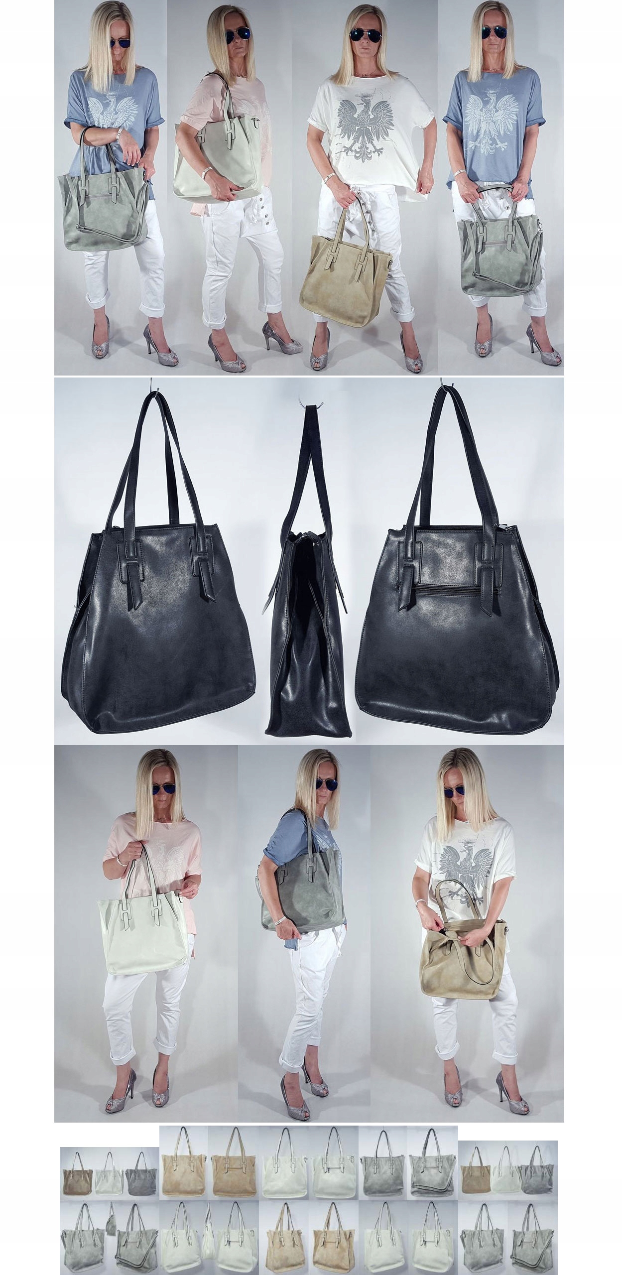 TOREBKA CELINA TORBA TRAPEZ DŁUGIE RĄCZKI PHANTOM Materiał dominujący skóra ekologiczna