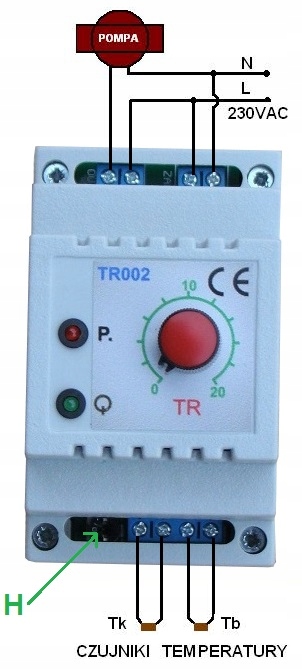 TERMOSTAT RÓŻNICOWY -POMPA SOLARNY STEROWNIK TR002 Model termostat roznicowy TR002
