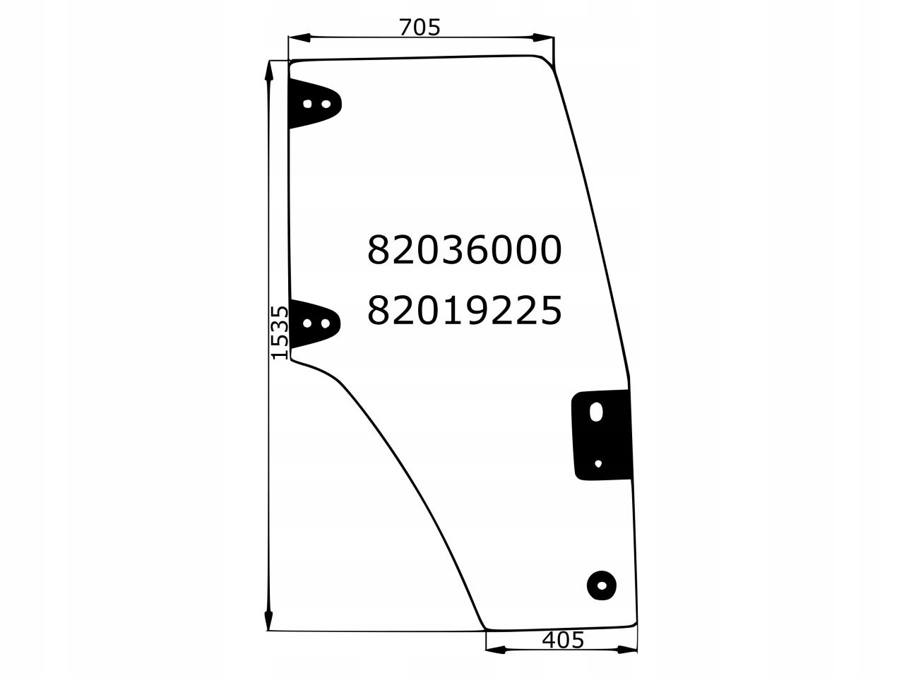 SZYBA DRZWI PRAWE CASE NEW HOLLAND TM 82019225