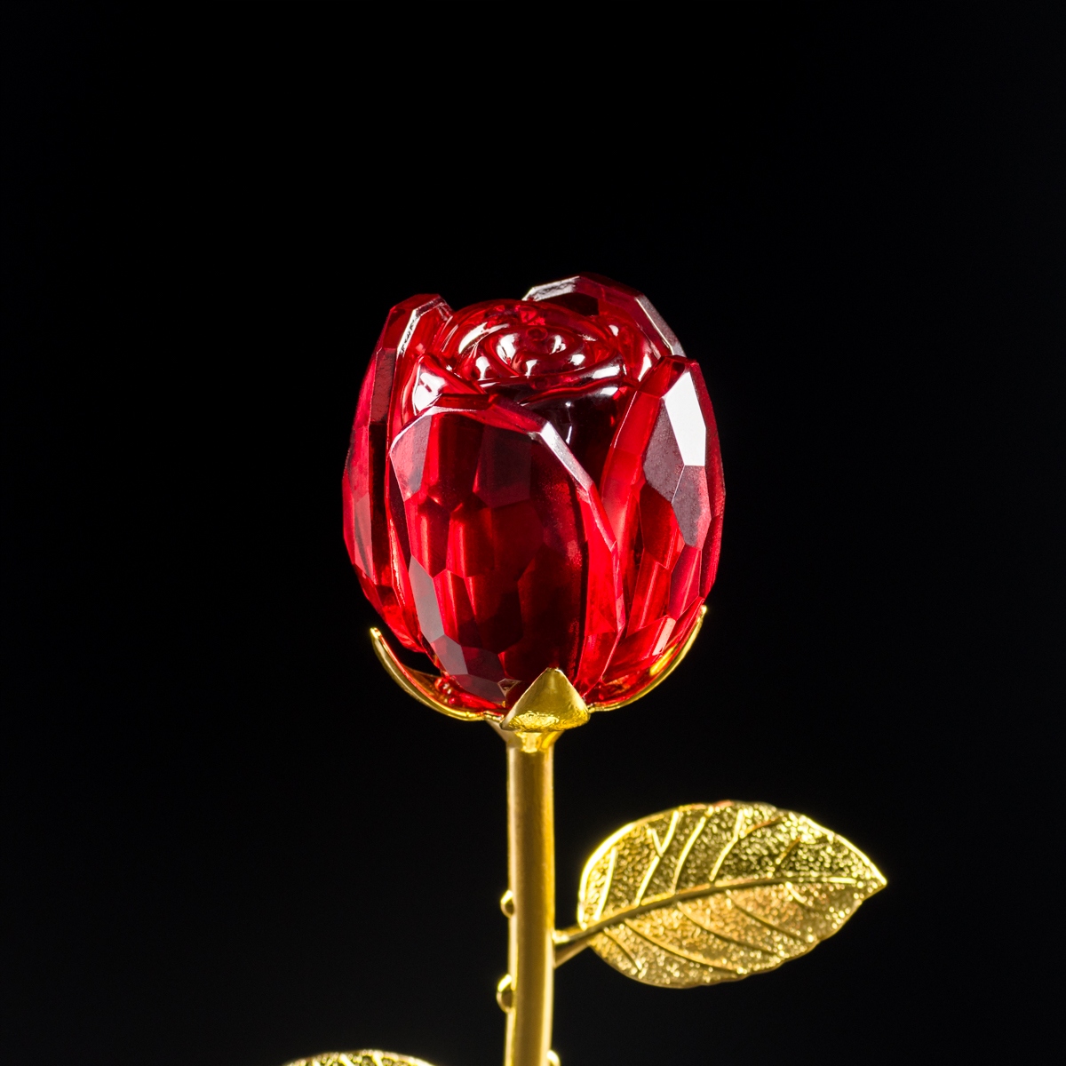 Kryształowa Róża Prezent Walentynki + Wazon + Etui Wysokość produktu 24 cm