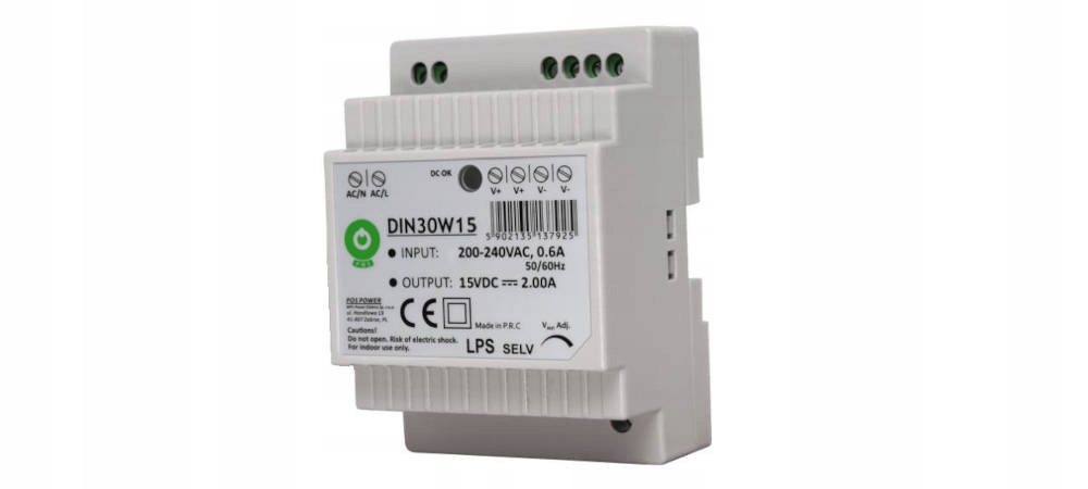 Zasilacz na szynę Din 30W 15V Pos Power DIN30W15