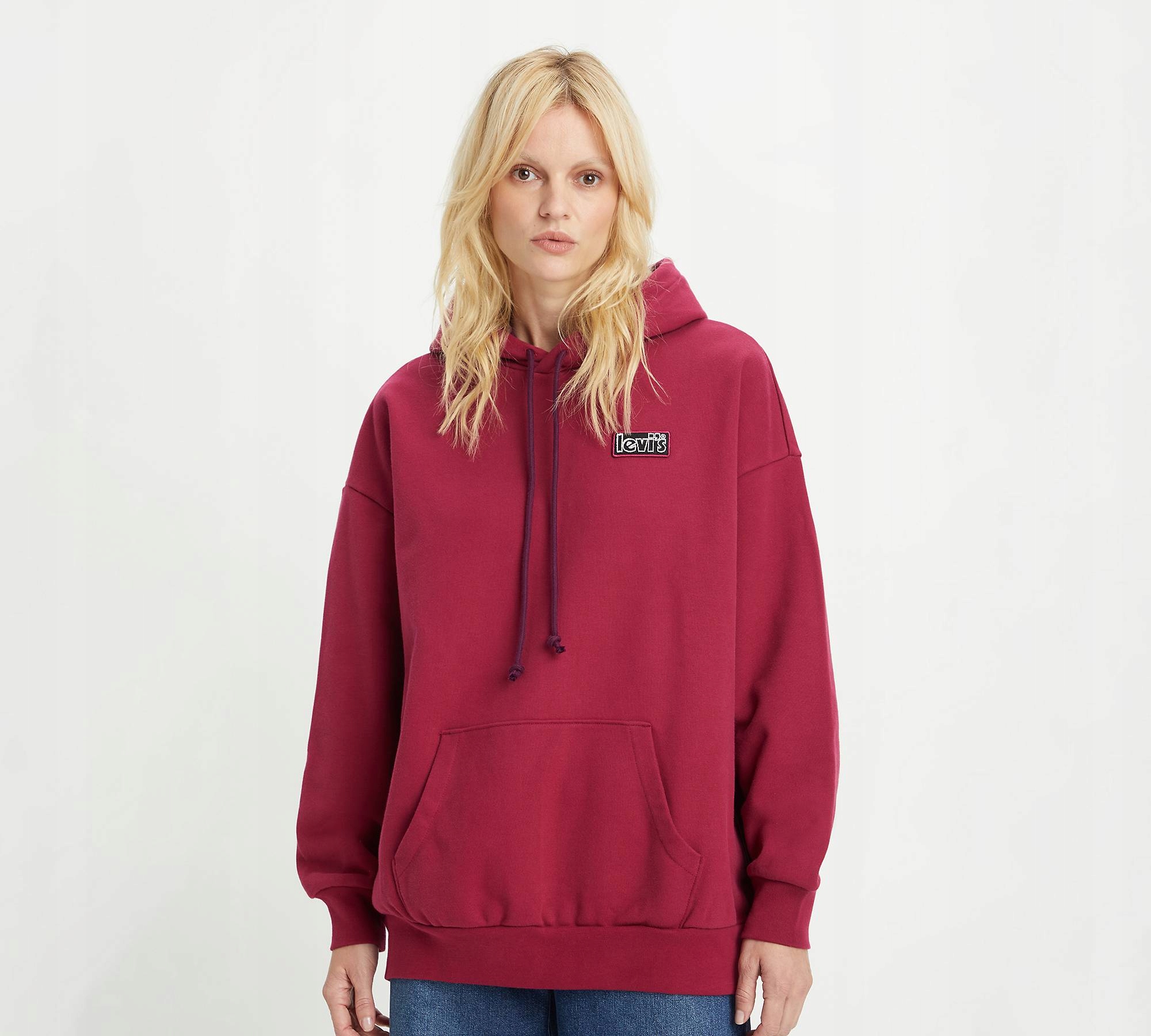 Y4238 Levis Prism Hoodie Fuzzy Poster Logo Patch Bee Mikina M/L