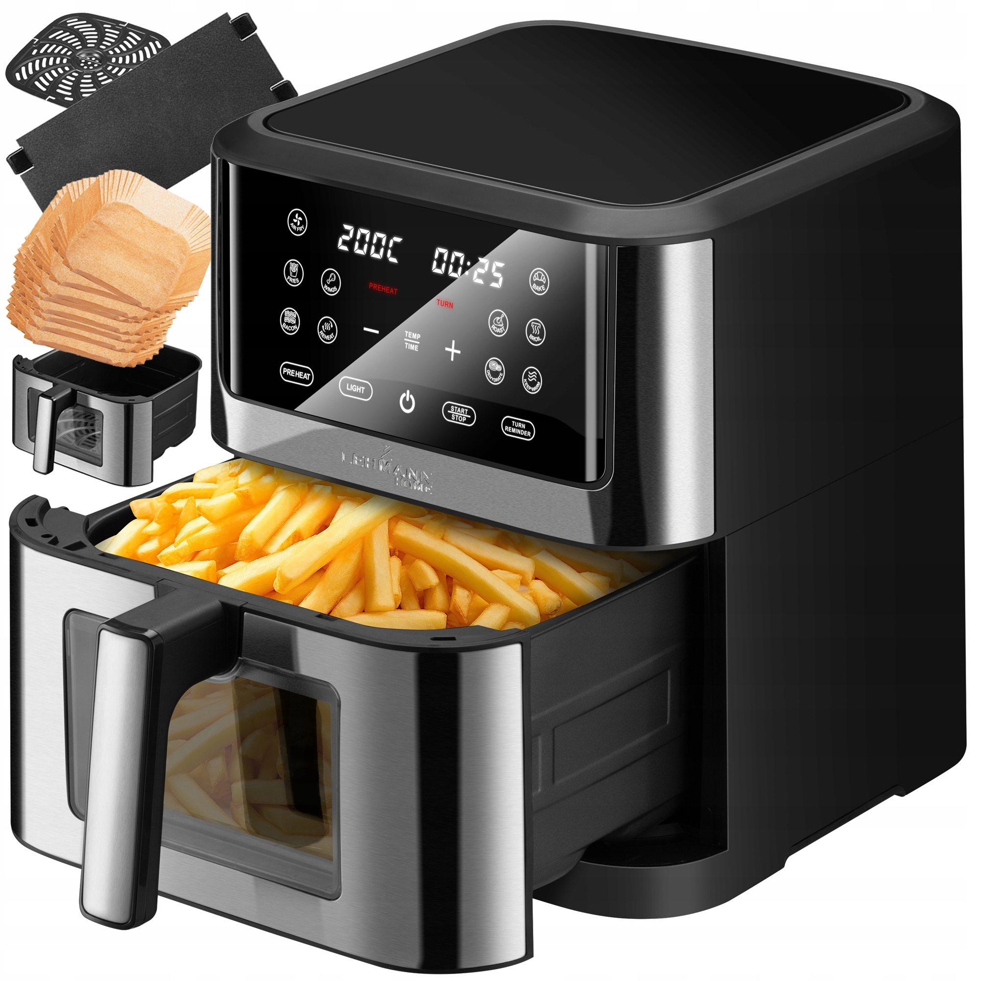 Frytkownica Beztłuszczowa Air Fryer Frytownica Duża 12 Programów 8l 1800W