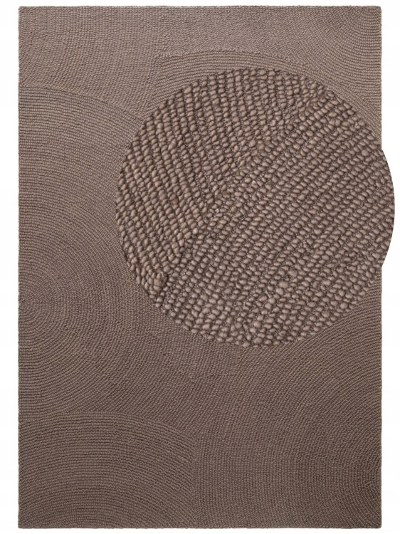 Koberec Běhoun do chodby 80 x 200 cm, hnědý vzor s půlkruhy, 3D efekt