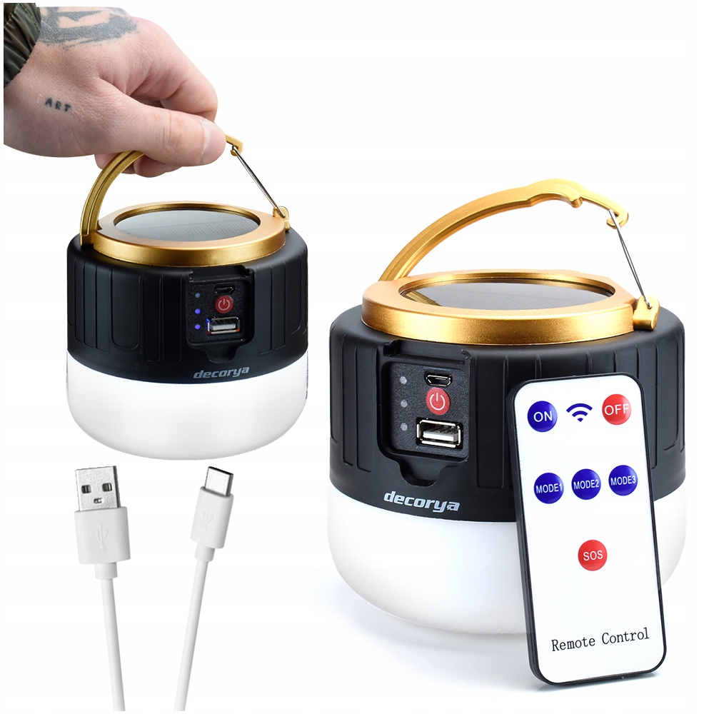 Solarna Lampka Led Bezprzewodowa Aku Z Powerbankiem Uchwytem Kabel Usb
