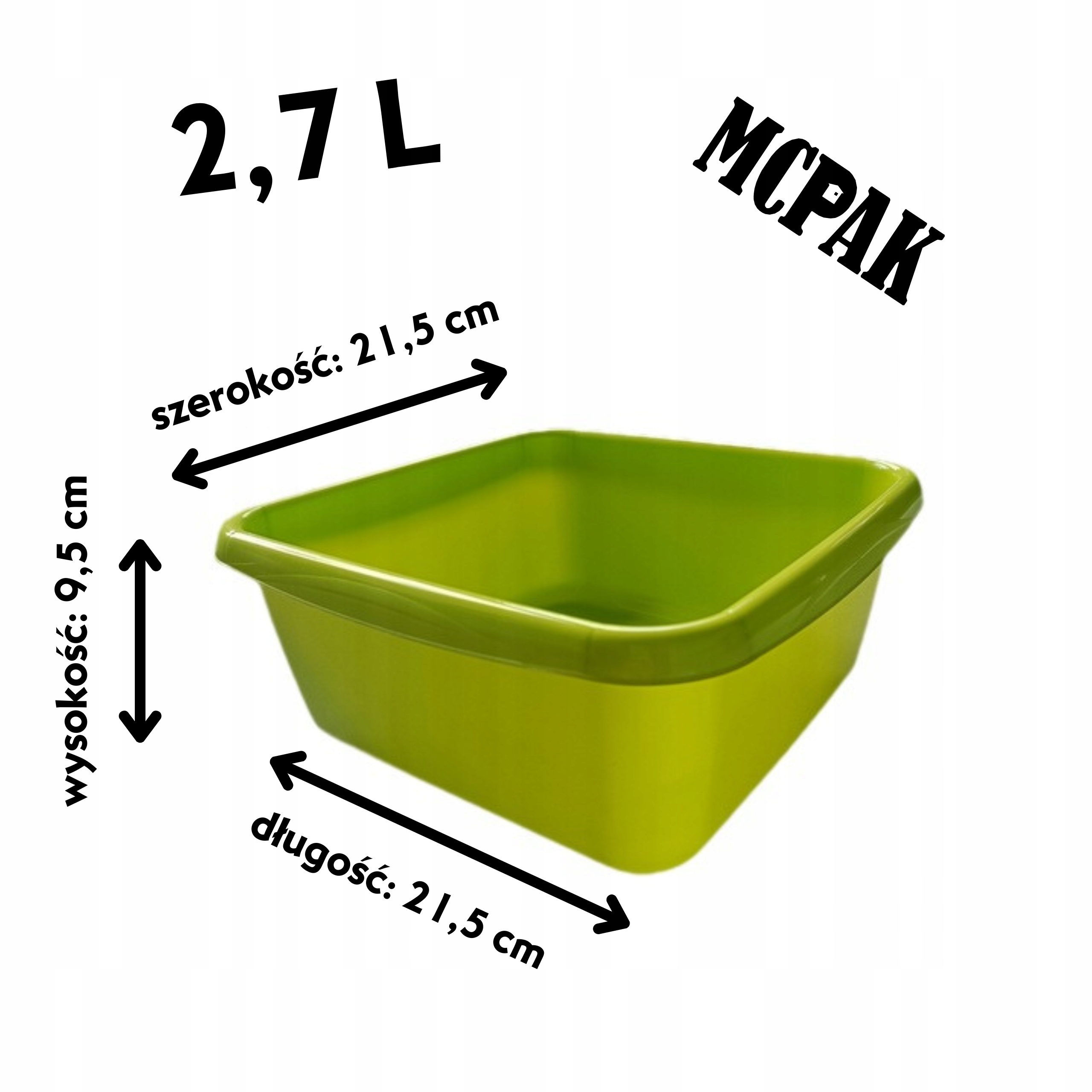 Miska kwadratowa 2,7 litra 21,5 cm plastikowa uniwersalna wybór kolorów Kod producenta MC2,7l
